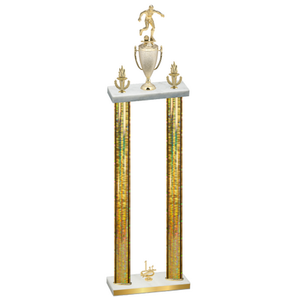 Double Gold Glacier First Place Soccer Trophy