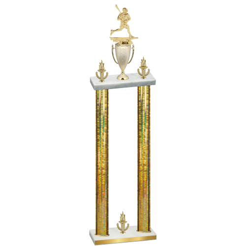 Double Gold Glacier Victory Lacrosse Trophy