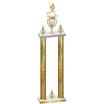 Double Gold Glacier Victory Lacrosse Trophy