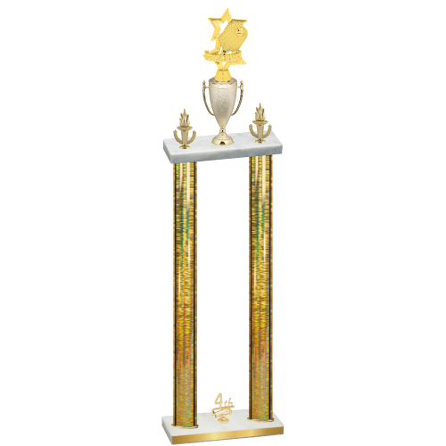 Double Gold Glacier Fourth Place Pickleball Trophy