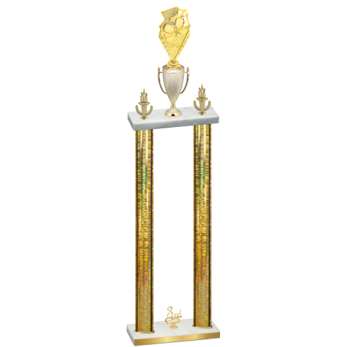 Double Gold Glacier Third Place Pickleball Trophy