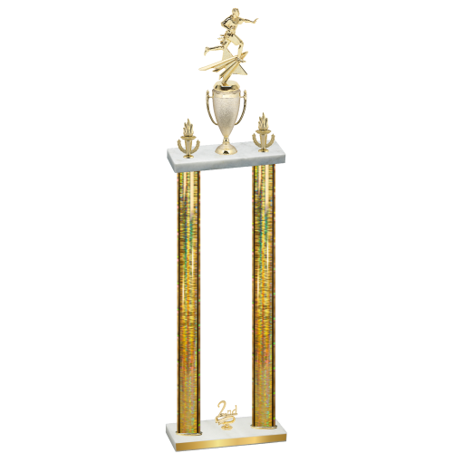 Double Gold Glacier Second Place Flag Football Trophy