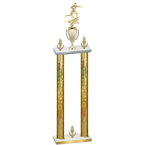 Double Gold Glacier Victory Flag Football Trophy
