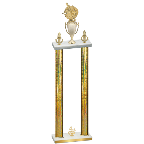 Double Gold Glacier Fourth Place Baseball Trophy
