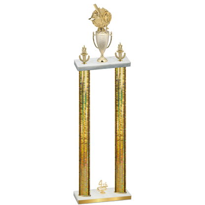Double Gold Glacier Fourth Place Baseball Trophy