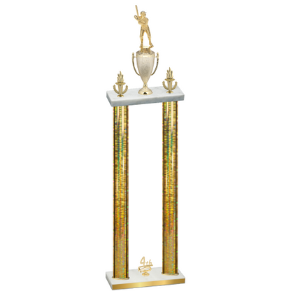 Double Gold Glacier Fourth Place Baseball Trophy