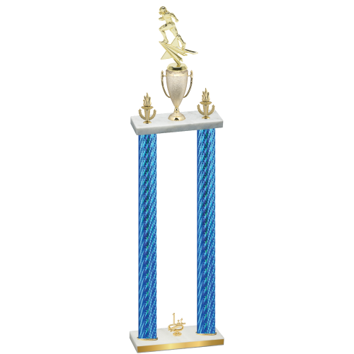 Double Blue Carbon Fiber First Place Football Trophy