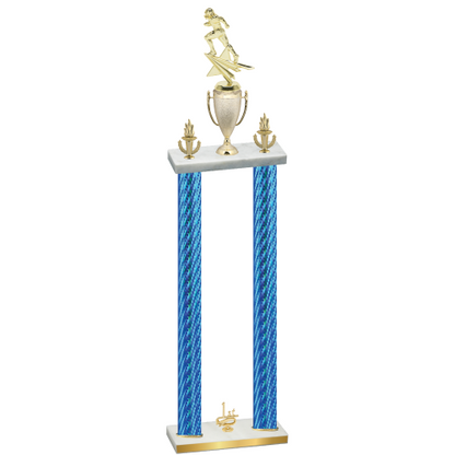 Double Blue Carbon Fiber First Place Football Trophy
