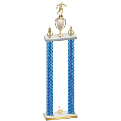 Double Blue Carbon Fiber Second Place Soccer Trophy