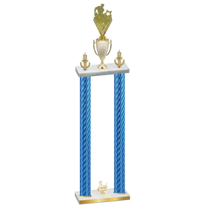 Double Blue Carbon Fiber Third Place Rugby Trophy