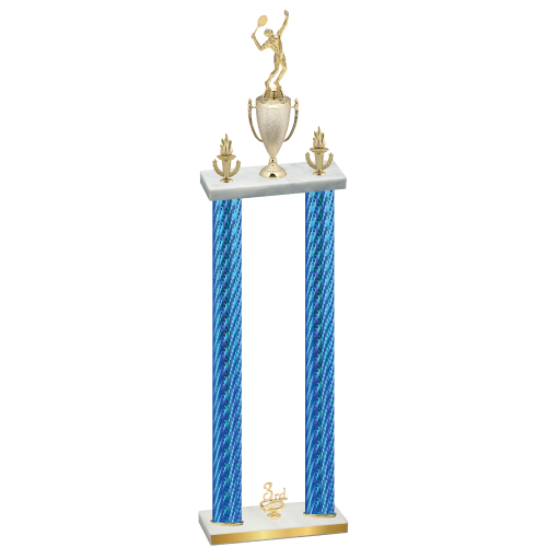Double Blue Carbon Fiber Third Place Tennis Trophy