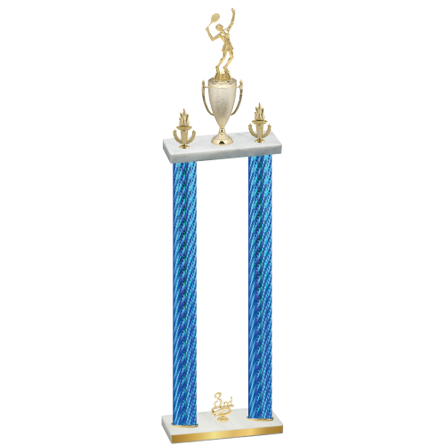 Double Blue Carbon Fiber Third Place Tennis Trophy