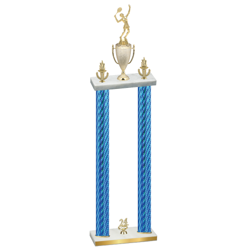 Double Blue Carbon Fiber Year Tennis Trophy