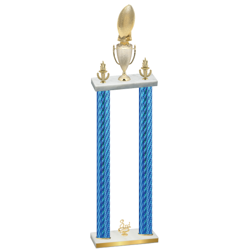 Double Blue Carbon Fiber Third Place Football Trophy