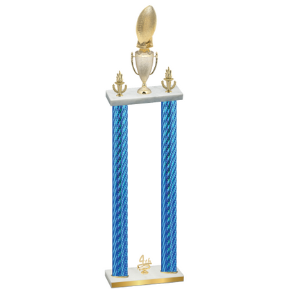 Double Blue Carbon Fiber Fourth Place Football Trophy