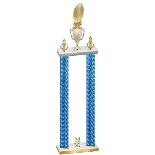 Double Blue Carbon Fiber Year Football Trophy
