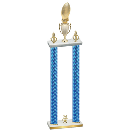 Double Blue Carbon Fiber Year Football Trophy