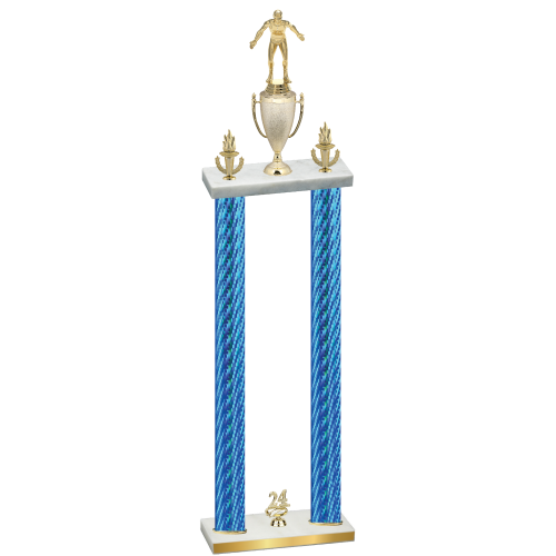 Double Blue Carbon Fiber Year Wrestling Trophy