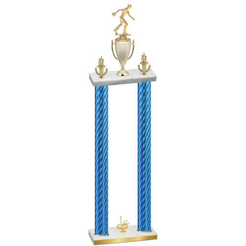 Double Blue Carbon Fiber First Place Bowling Trophy