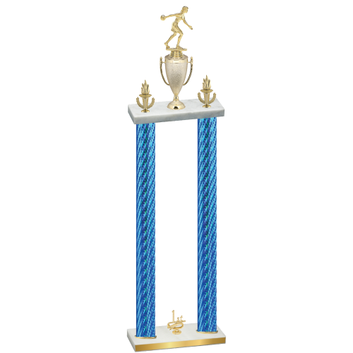 Double Blue Carbon Fiber First Place Bowling Trophy