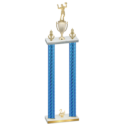 Double Blue Carbon Fiber Second Place Volleyball Trophy