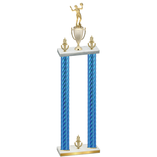 Double Blue Carbon Fiber Victory Volleyball Trophy