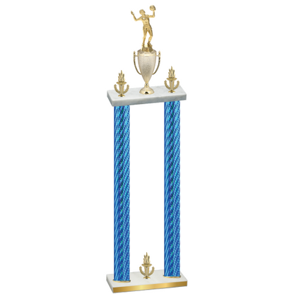 Double Blue Carbon Fiber Victory Volleyball Trophy