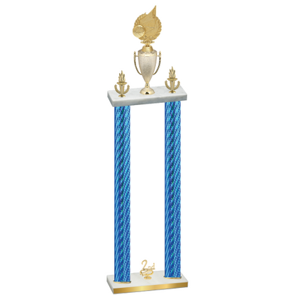 Double Blue Carbon Fiber Second Place Volleyball Trophy