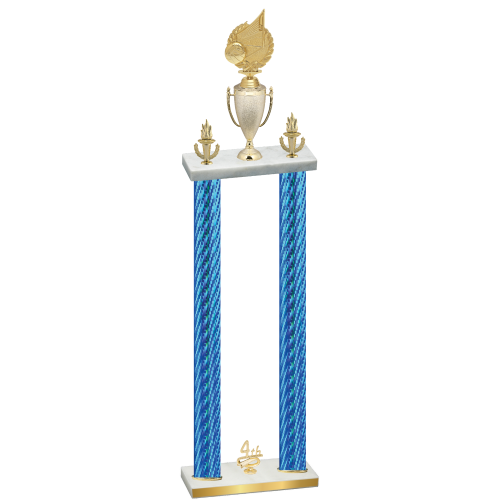 Double Blue Carbon Fiber Fourth Place Volleyball Trophy