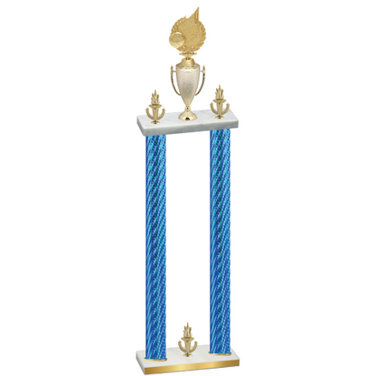 Double Blue Carbon Fiber Victory Volleyball Trophy