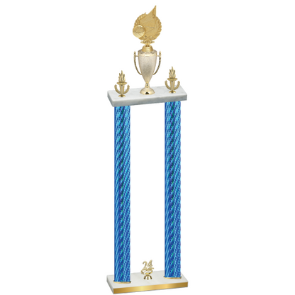 Double Blue Carbon Fiber Year Volleyball Trophy