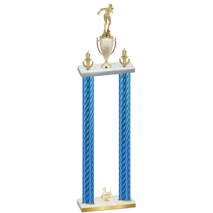 Double Blue Carbon Fiber Third Place Swimming Trophy