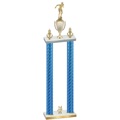Double Blue Carbon Fiber Year Swimming Trophy