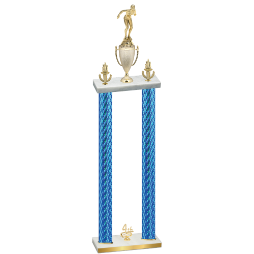 Double Blue Carbon Fiber Fourth Place Tennis Trophy