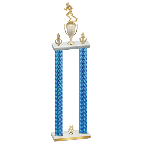 Double Blue Carbon Fiber Year Football Trophy