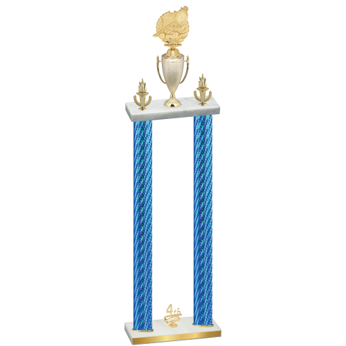 Double Blue Carbon Fiber Fourth Place Swimming Trophy