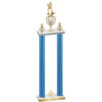 Double Blue Carbon Fiber Fourth Place Hockey Trophy