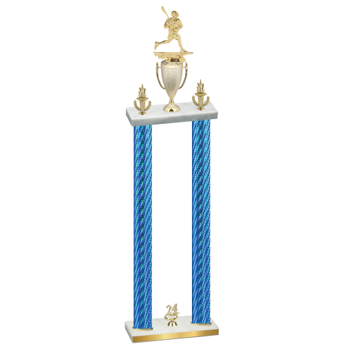 Double Blue Carbon Fiber Year Lacrosse Trophy