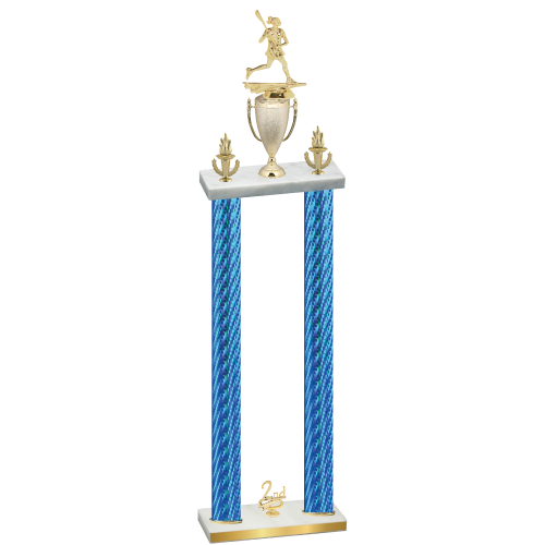 Double Blue Carbon Fiber Second Place Lacrosse Trophy