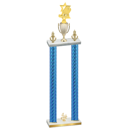 Double Blue Carbon Fiber Fourth Place Pickleball Trophy