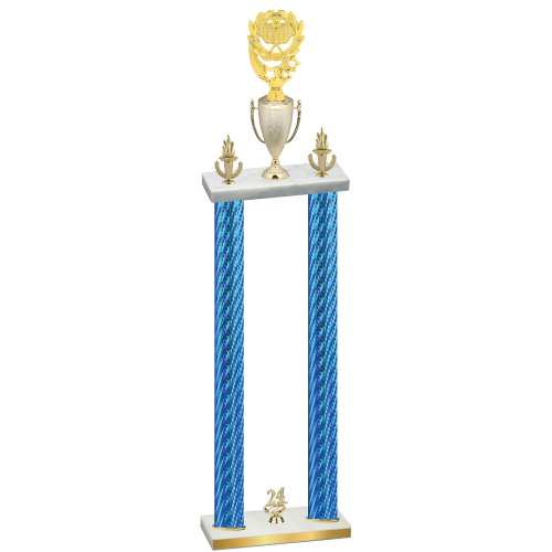 Double Blue Carbon Fiber Year Pickleball Trophy