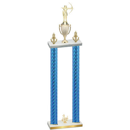 Double Blue Carbon Fiber Third Place Archery Trophy