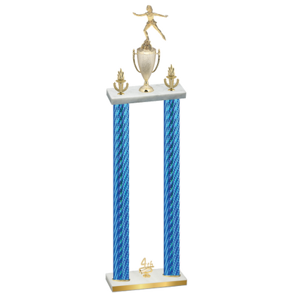 Double Blue Carbon Fiber Fourth Place Skater Trophy