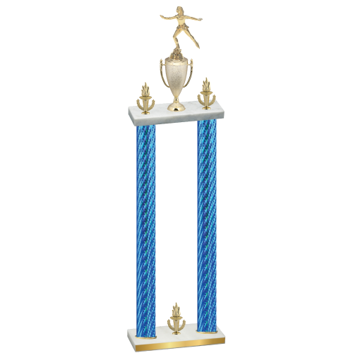 Double Blue Carbon Fiber Victory Skater Trophy