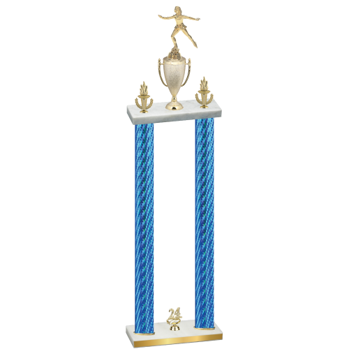 Double Blue Carbon Fiber Year Skater Trophy