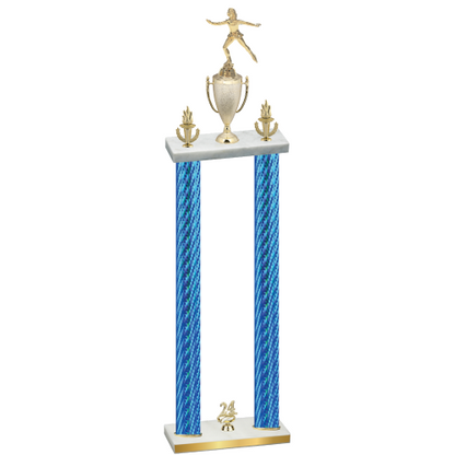 Double Blue Carbon Fiber Year Skater Trophy
