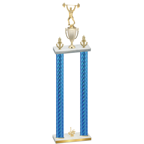 Double Blue Carbon Fiber First Place Weights Trophy