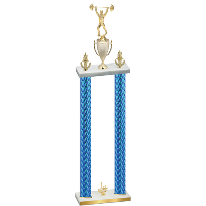 Double Blue Carbon Fiber First Place Weights Trophy