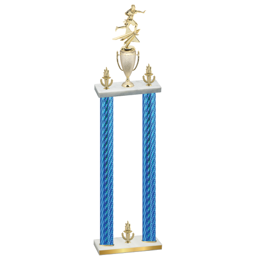 Double Blue Carbon Fiber Victory Flag Football Trophy
