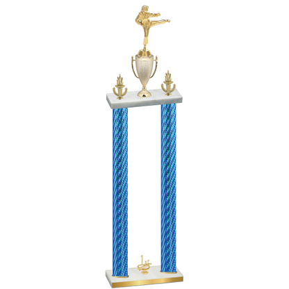 Double Blue Carbon Fiber First Place Karate Trophy